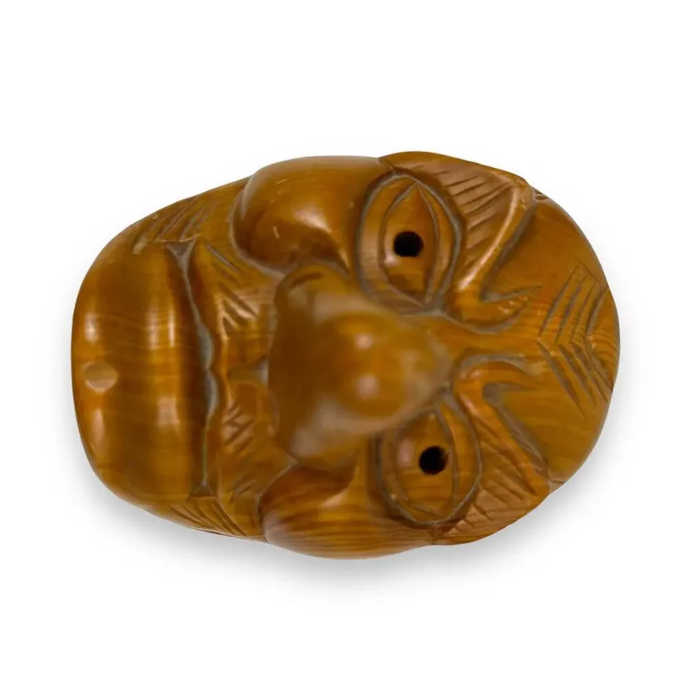 Vintage 1979 Hand Carved Wooden Ugly Face Trinket Box